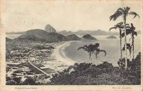 A184 Brasilien Copacabana Leme Beach Rio de Janeiro Vintage Postkarte