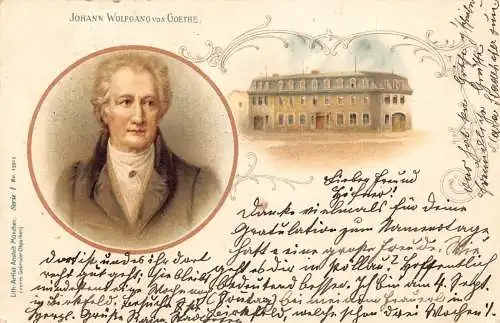 L414 Johann Wolfgang von Goethe 1898 Deutscher Universalgelehrter Schriftsteller Litho Postkarte