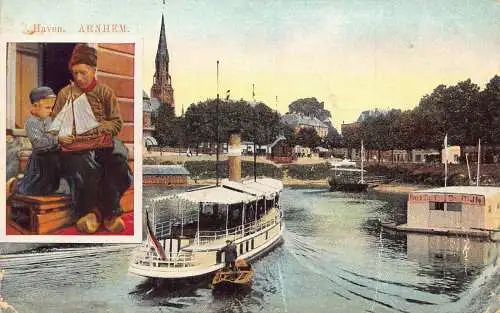 A184 Niederlande 1926 Haven Arnheim Dampfschiff Segelboot Spielzeug Junge Postkarte