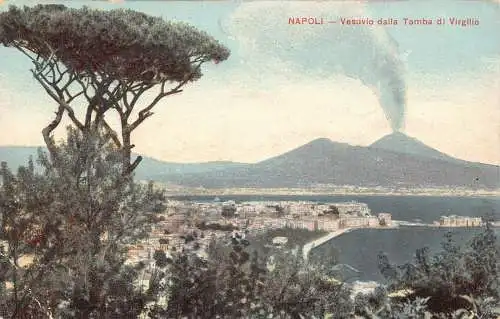 A185 Italien Vesuvio dalla Tomba di Virgilio Vulkan Napoli Vintage Postkarte