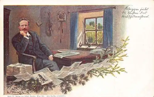L414 Peter Rosegger österreichischer Schriftsteller und Dichter aus Krieglach Litho Postkarte