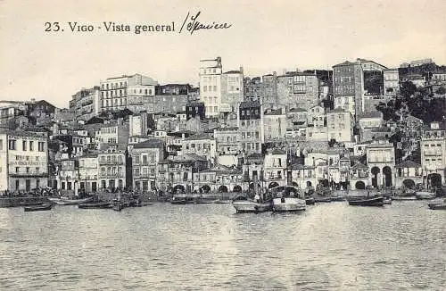 A184 Spanien Vigo Dampfschiffe Effectos Navales Juan Roses Ferrery Co Postkarte