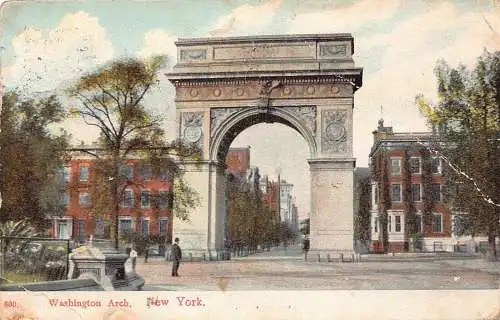 A186 USA 1908 Washington Arch New York Vintage Postkarte