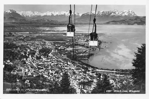 A186 Österreich Bregenz m Pfaenderbahn Seilbahn Oldtimer Postkarte