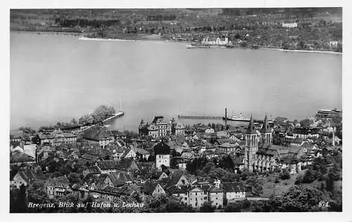 A186 Österreich Bregenz Blick auf Hafen Lochau Hafen Vintage Postkarte