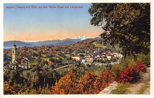 A186 Schweiz Astano Tessin Monte Rosa und Langensee Berg Postkarte