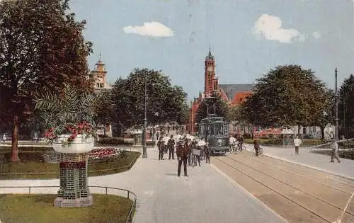 A186 Niederlande 1912 Groningen Emmaplein Straße Straßenbahn Vintage Postkarte