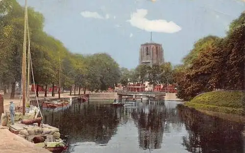 A186 Niederlande 1913 Leeuwarden Gezicht op Oldehove Kanal Vintage Postkarte