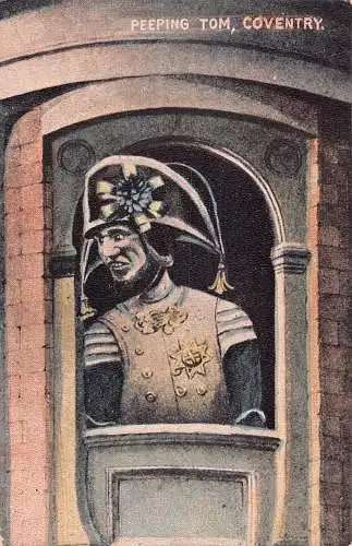 A771 England Peeping Tom Coventry Skulptur Vintage Postkarte