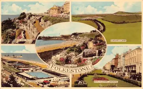 A772 England Folkestone Caesar's Camp Bathing Pool Zick Zack Path Postkarte
