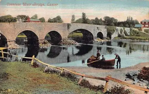 A774 England 1906 Countess Weir Bridge in Exeter Boat Vintage Postkarte
