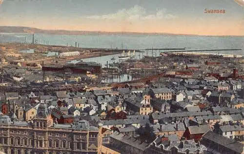 A775 England 1924 Swansea General View Vintage Postkarte