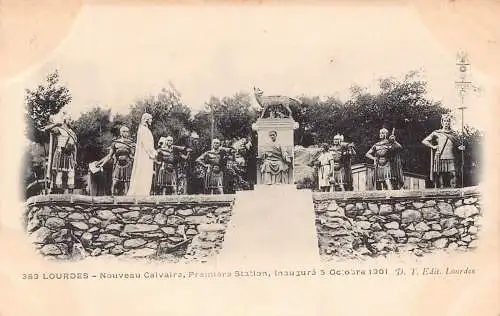 A778 Frankreich Lourdes 1901 Nouveau Calvaire Premiere Bahnhof Satuen Postkarte