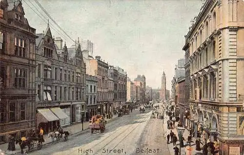 A778 Irland 1908 Belfast High Street Vintage Postkarte