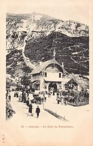 A779 Frankreich Lourdes Gare du Funiculaire Standseilbahnstation Vintage Postkarte