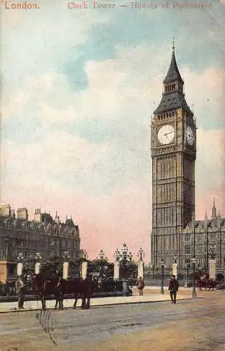 A780 England London 1904 Clock Tower Houses of Parliament Vintage Postkarte
