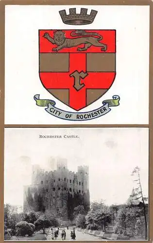 A781 England Rochester Castle Wappen Vintage Postkarte