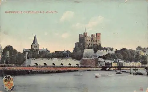 A784 England Rochester Cathedral and Castle Vintage Postkarte