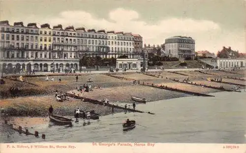 A786 England Herne Bay St George's Parade Boote Strand Vintage Postkarte