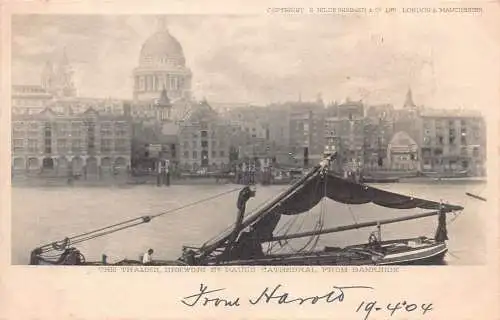 A786 England London Themse zeigt St Pauls Cathedral von Bankside Postkarte