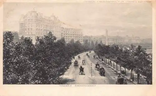 A787 England London Thames Embankment Vintage Postkarte