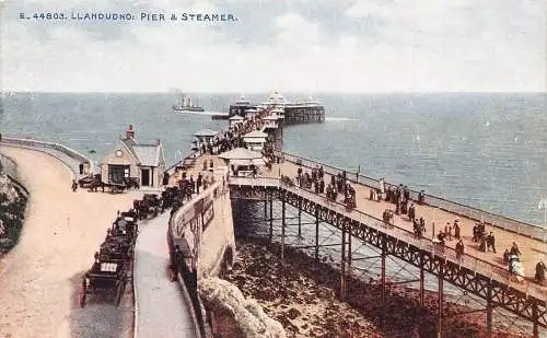 A788 Wales Llandudno Pier and Steamer Carriages Vintage Postkarte