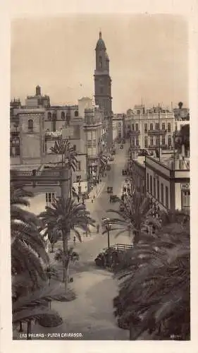 A794 Spanien 1954 Las Palmas Plaza Cairasco Platz RPPC Vintage Postkarte