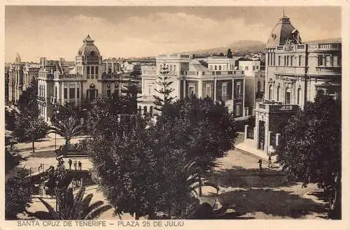A795 Spanien Santa Cruz de Tenerife Plaza 25 de Julio Platz Vintage Postkarte