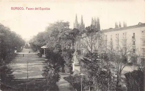 A795 Spanien 1929 Burgos Paseo del Espolon Vintage Postkarte