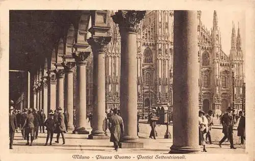 A796 Italien Milano Mailand Piazza Duomo Portici Settentrionali Vintage Postkarte