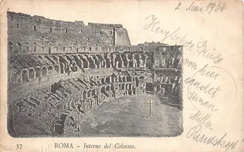 A796 Italien 1904 Roma Innenraum Kolosseum Vintage Postkarte