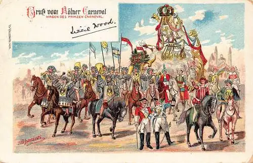 A797 Deutschland 1903 Gruss vom Koelner Karneval Wagen des Prinzen Litho Postkarte