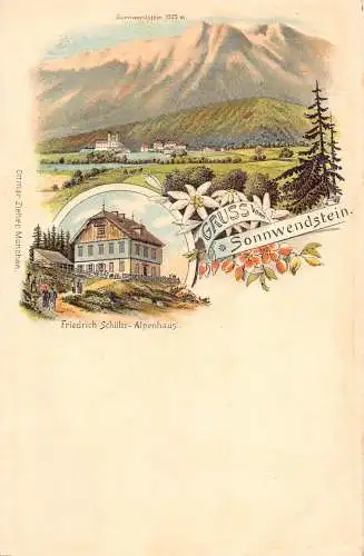 A798 Deutschland Gruss vom Sonnwendstein Edelstein Schueler Alpenhaus Litho Postkarte