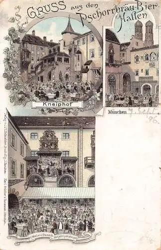 A798 Deutschland 1896 Gruss aus Pschorrbräu Bier Hallen Brauerei München Postkarte