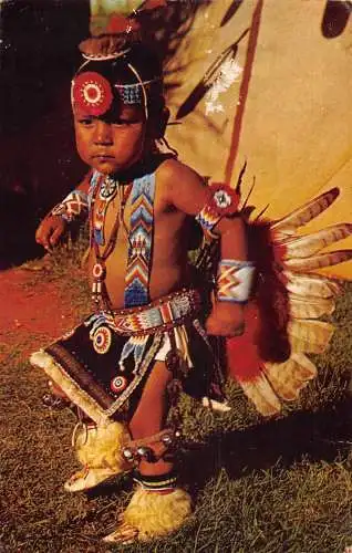 A799 Indianer 1959 Little Nonnie Boy Pawnee-Otoe Tänzerin ethnische Postkarte
