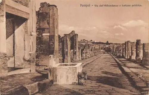 A805 Italien Pompei Via dell'Abbondanza e Fontana Pubblica Brunnen Postkarte