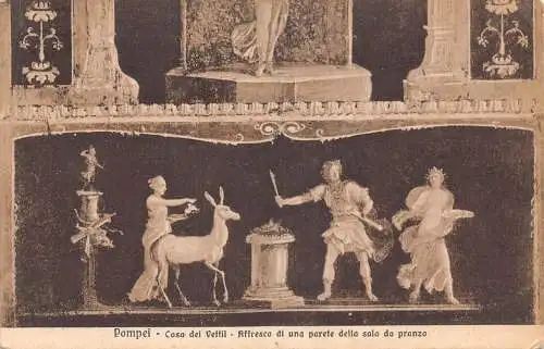 A805 Italien Pompei Casa dei Vetto Affresco di una parete sala pranzo Postkarte