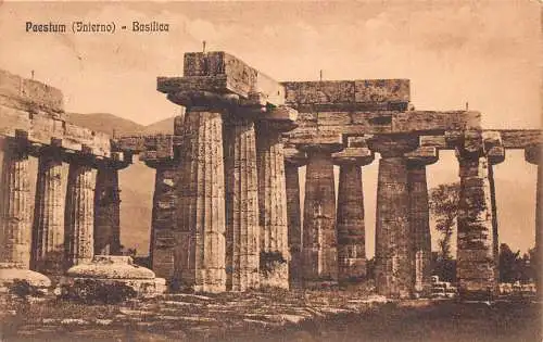 A805 Italien Paestum Interno Basilika Kirche Vintage Postkarte