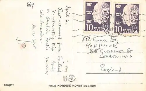 A801 Schweden 1949 Usikt fran Soder Stadshuset i bakgrund RPPC Vintage Postkarte