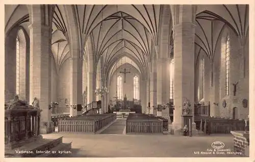 A801 Schweden Vadstena Kirche Interieur RPPC Vintage Postkarte