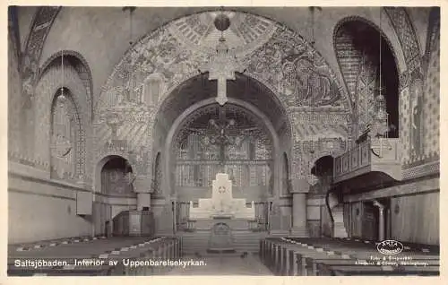 A801 Schweden Saltsjobaden Interior av Uppenbarelsekyrkan Kirche RPPC Postkarte