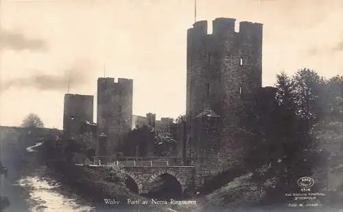 A801 Schweden Visby Wisby Parti av Schloss Norra Ringmuren Vintage Postkarte