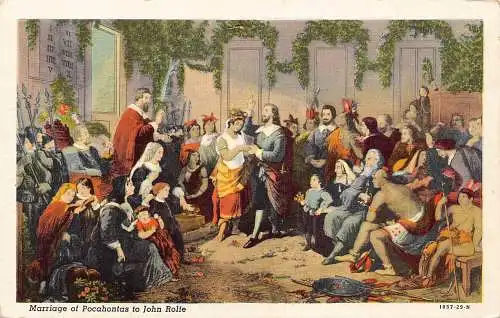 A800 Historisches Ereignis Hochzeit der amerikanischen Ureinwohner Pocahontas John Rolfe Postkarte