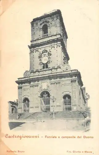 A803 Italien Castrogiovanni Facciata e Campanile del Duomo Kirche Vintage Postkarte