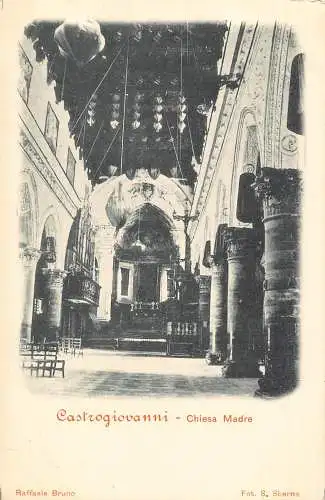 A803 Italien Castrogiovanni Chiesa Mare Kirche Innenraum Vintage Postkarte