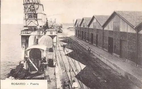 A811 Argentina Rosario Puerto Port Railway Dampflok Lok Postkarte