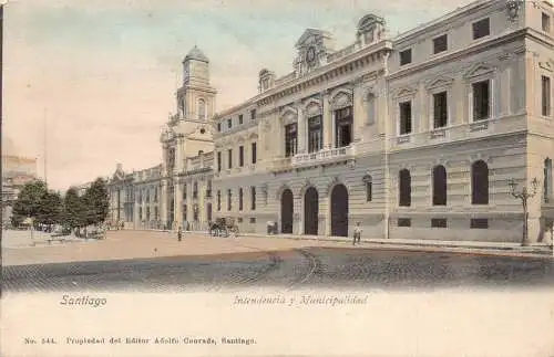 A813 Chile Santiago Intendencia y Municipalidad Vintage Postkarte