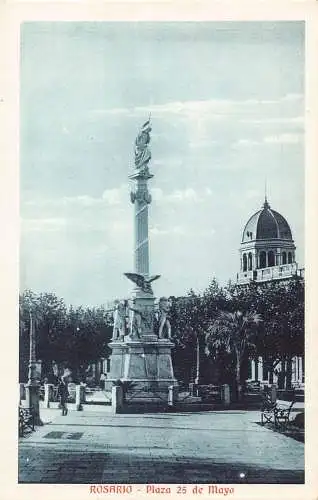 A814 Argentinien Rosario Plaza 25 de Mayo Platz Vintage Postkarte