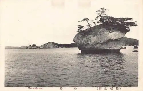 L271 Japan Matsushima Felsen mit Kiefern Vintage Postkarte