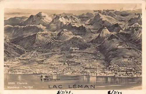 A809 Schweiz Clarens Montreux Territet Lac Leman See Karte Vintage Postkarte